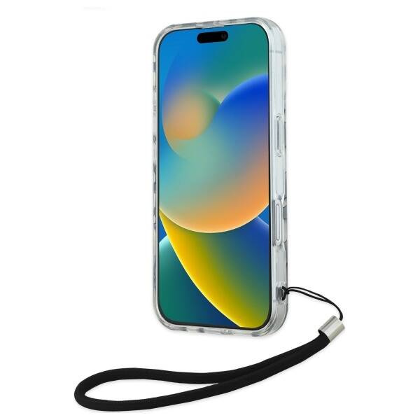 Etui Karl Lagerfeld iPhone 16 6.1" czarny/black hardcase IML Zebra Pattern & Cord