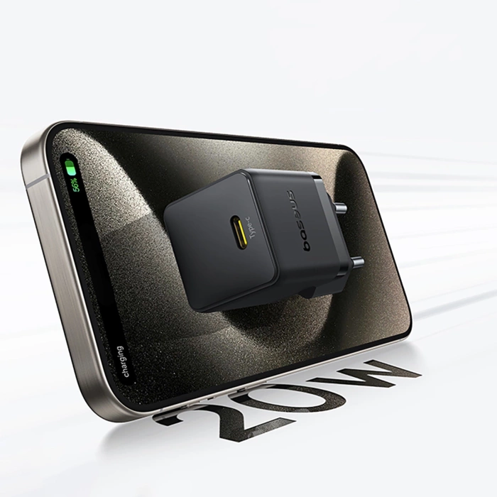 Ładowarka sieciowa Baseus Palm 1C 20W (z kablem Baseus Mini White USB-C 60W (20V/3A) 1m) - czarna