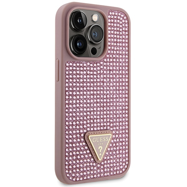 Etui Guess GUHCP14LHDGTPP iPhone 14 Pro 6.1" różowy/pink hardcase Rhinestone Triangle Case