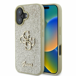 Etui Guess iPhone 16 6,1" złoty/gold HC Fixed Glitter Big 4G