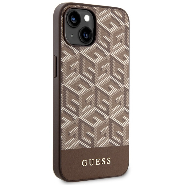 Etui Guess GUHMP14SHGCFSEW iPhone 14 6.1" brązowy/brown hardcase GCube Stripes MagSafe Case