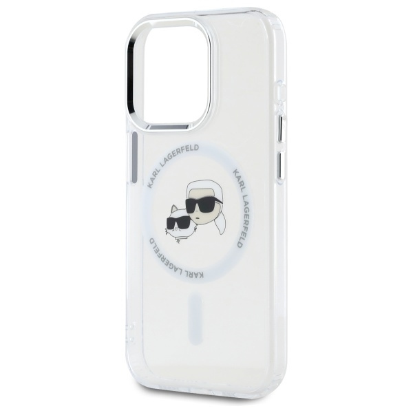 Karl Lagerfeld KLHMP15LHLSKCH iPhone 15   Pro 6.1" biały/white hardcase IML Metal Karl&Choupette Head MagSafe