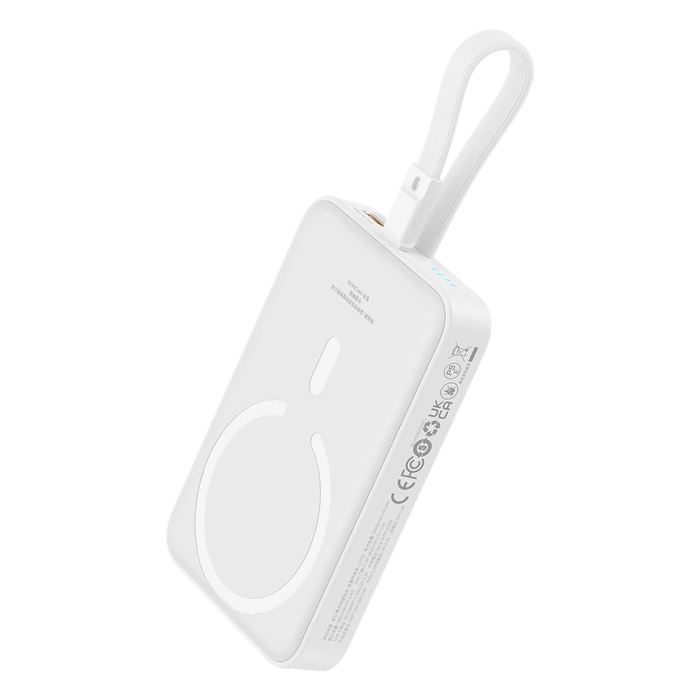 Powerbank Baseus Magnetic Mini MagSafe 10000mAh 20W z wbudowanym kablem Lightning 0.3m Biały