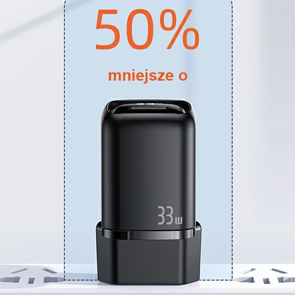 USAMS Ład. siec. 1xUSB-C+1xUSB T46 33W PD3.0 +QC3.0 Fast Charging +kabel U63 USB-C/Lightning biały/white