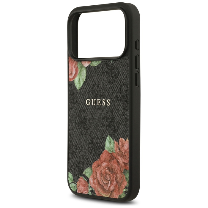 Etui Guess 4G Flowers Print MagSafe do   iPhone 17 Pro czarny