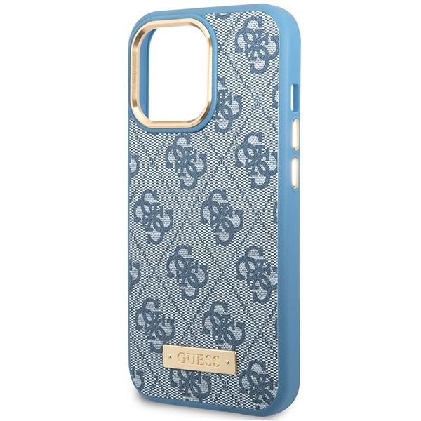 Etui Guess GUHMP14XU4GPRB iPhone 14 Pro Max 6,7" niebieski/blue hard case 4G Logo Plate MagSafe Case