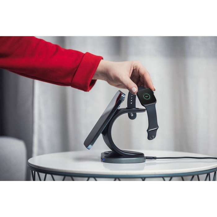 FORCELL F-ENERGY Sail Mag ładowarka indukcyjna 3w1 kompatybilna z MagSafe Qi 15W czarna