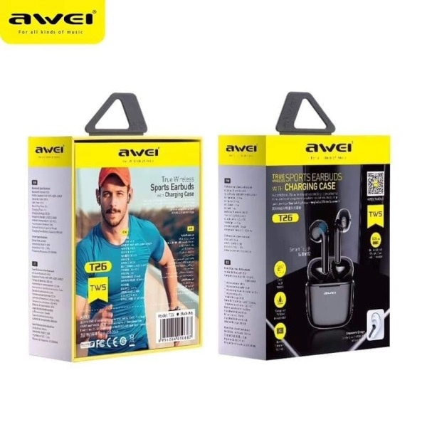 Słuchawki AWEI Bluetooth 5.0 T26 TWS Stacja Dokująca Czarny