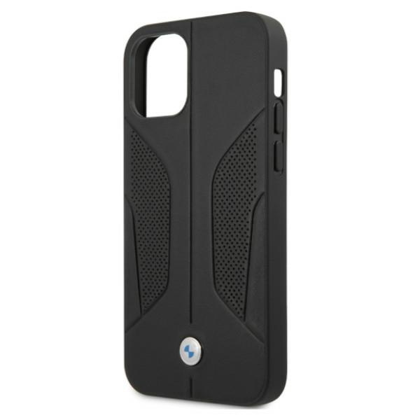Etui BMW Apple iPhone 12 12 Pro Leather Perforate Sides Czarny Hardcase