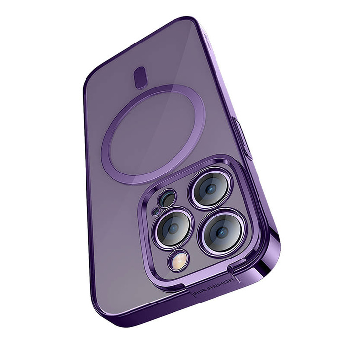 Etui Baseus Glitter Magnetic do iPhone 14 Pro (fioletowe) +szkło hartowane +zestaw czyszczący