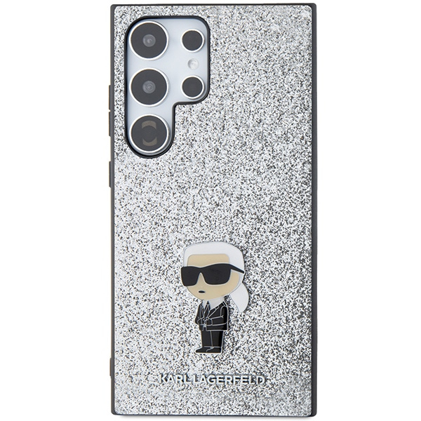 Etui Karl Lagerfeld KLHCS24LGCNPSG S24 Ultra S928 srebrny/silver hardcase Fixed Glitter Ikonik Logo Metal Pin Case