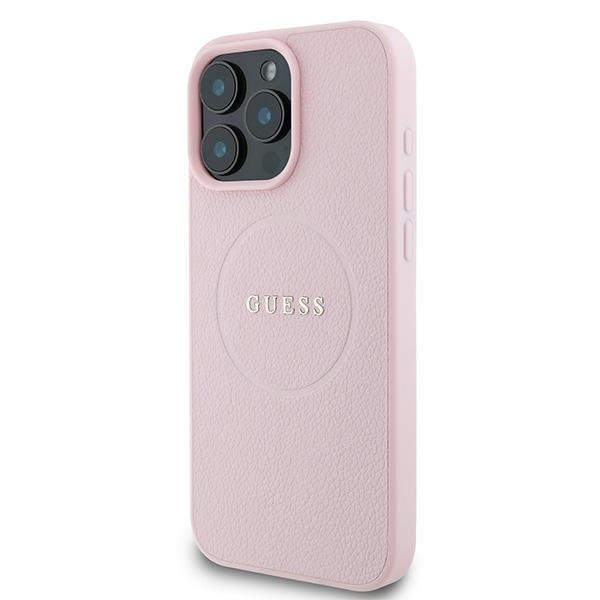 Etui Guess iPhone 16 Pro 6.3" różowy/pink hardcase Grained Ring MagSafe