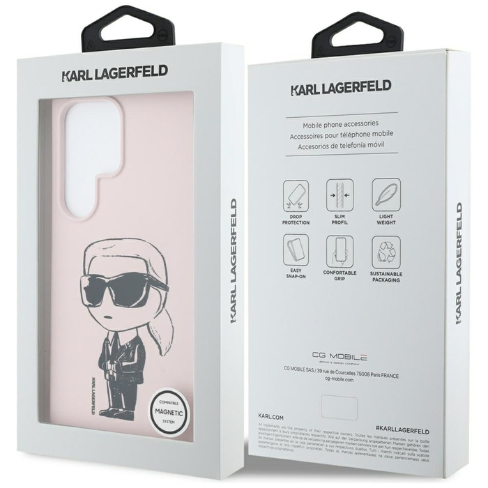 Etui Karl Lagerfeld Silicone Graffiti     Ikonik Printed Logo MagSafe do Samsung Galaxy S25 Ultra różowy