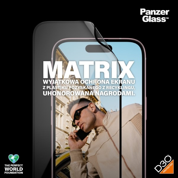 PanzerGlass Matrix D3O UWF iPhone 156.1" Ultra-Wide-Fit rPET Screen Protection Easy Aligner Included 2817 hybryda