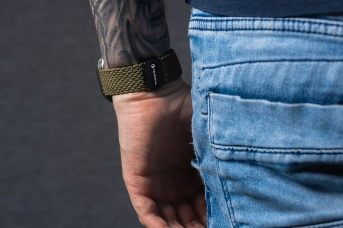 FORCELL F-DESIGN FA02 pasek magnetyczny nylonowy do APPLE Watch 42 / 44 / 45 / 49 mm ciemny oliwkowy