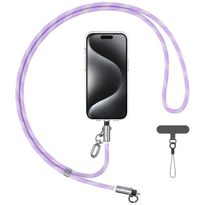 Smycz do telefonu z kablem do ładowania  Usams SJ745 60W USB-C do USB-C 1.2m fioletowy