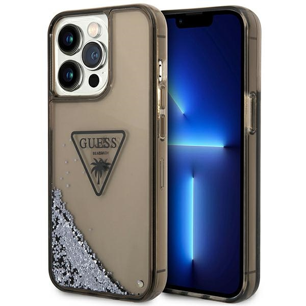 Etui GUESS Apple iPhone 14 Pro Max Liquid Glitter Palm Collection Czarny Hardcase