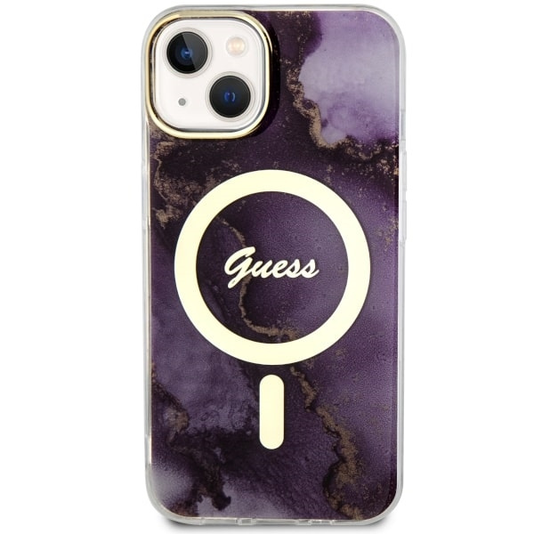 Etui Guess GUHMP14SHTMRSU iPhone 14 6.1" purpurowy/purple hardcase Golden Marble MagSafe Case