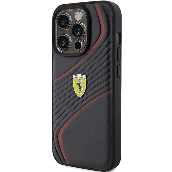 Etui Ferrari FEHCP15LPTWK iPhone 15 Pro 6.1" czarny/black hardcase Twist Metal Logo Case