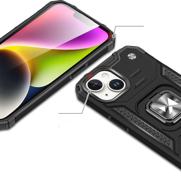 Etui Pancerne etui z uchwytem na palec do iPhone 15 Plus Wozinsky Ring Armor - różowe złoto Case