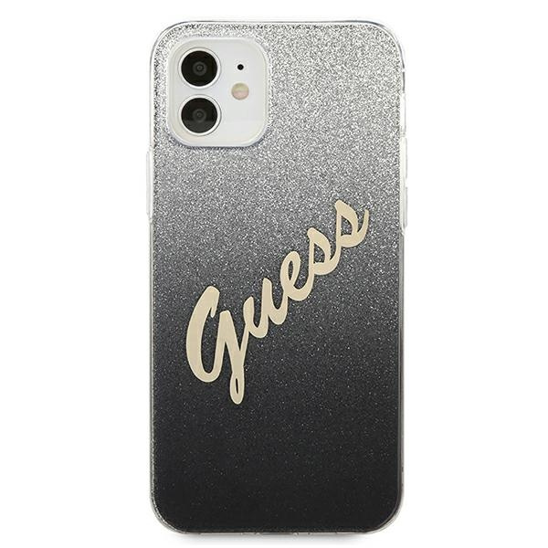 Etui GUESS Apple iPhone 12 Mini Glitter Gradient Script Czarny Hardcase