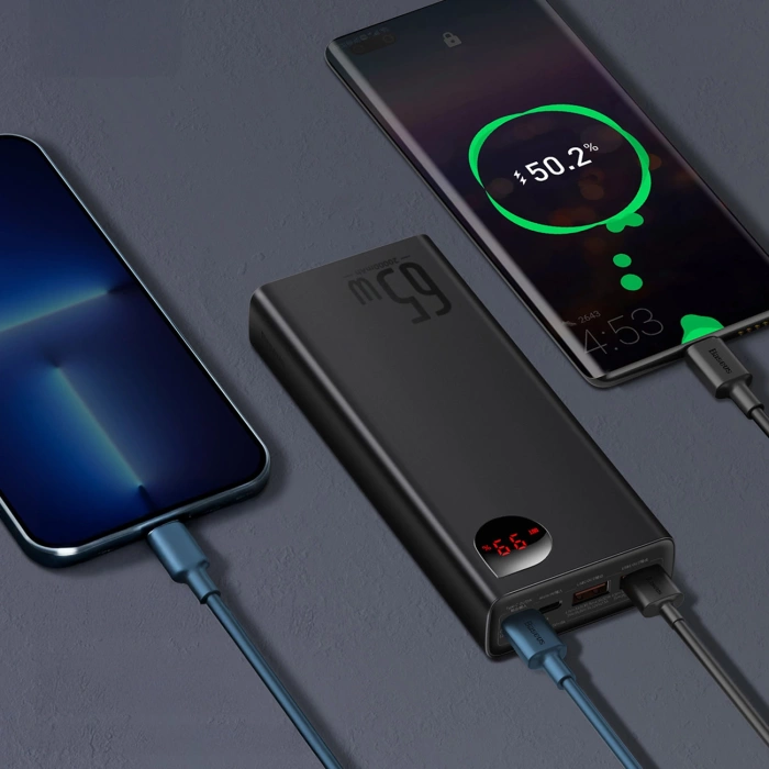 Powerbank Baseus Adaman Metal 65W 20000mAh z kablem USB-C 50cm Czarny