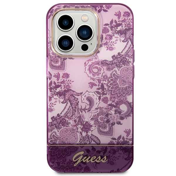 Etui GUESS Apple iPhone 14 Pro Porcelain Collection Różowy Fuksja Hardcase