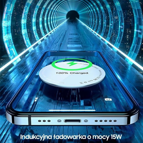 Ładowarka Indukcyjna USAMS Apple iPhone 12 Series Magnetic W2 15W Aluminiowa US-CD160 CD160DZ01 Srebrny