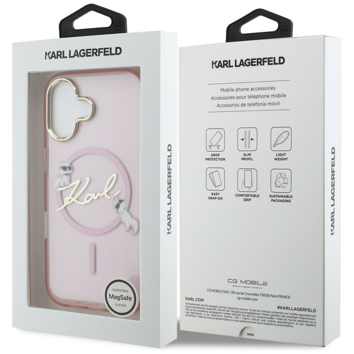 Etui Karl Lagerfeld IML Choupettes Karl  Script Logo MagSafe do iPhone 17 różowy