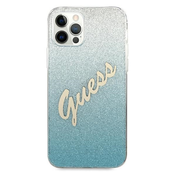 Etui GUESS Apple iPhone 12 Pro Max Glitter Gradient Script Niebieski Hardcase
