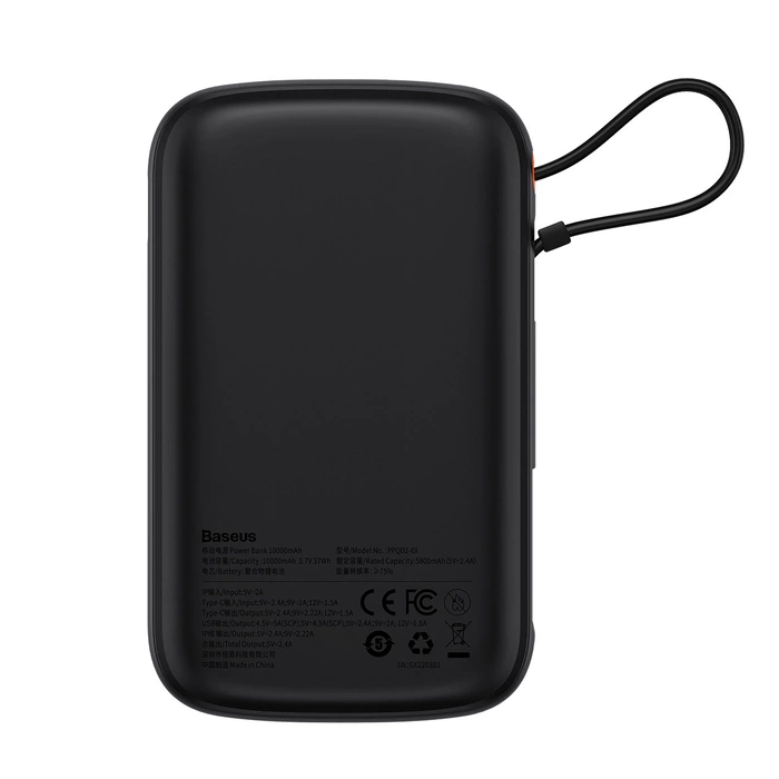 [PO ZWROCIE] Powerbank 10000mAh 20W Baseus Qpow Pro Overseas Edition + kabel USB C 3A - czarny