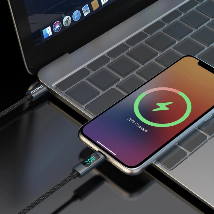 Kabel Dudao L7C USB-C - USB-C 100W z wyświetlaczem LED 1m - czarny