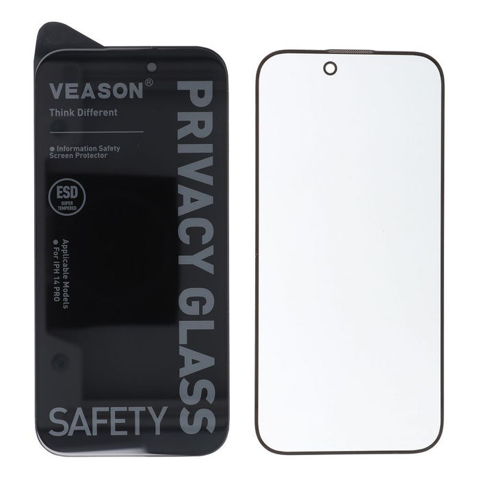 Szkło Hartowane 6D Pro Veason Privacy Glass - do Iphone 13 / 16e (SE 4 2025) czarny