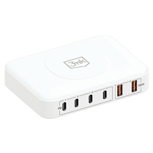 3MK Hyper Charger PowerMax 100W 4xUSB-C + 2xUSB-A stacja ładująca z ład. indukcyjną QC+PD