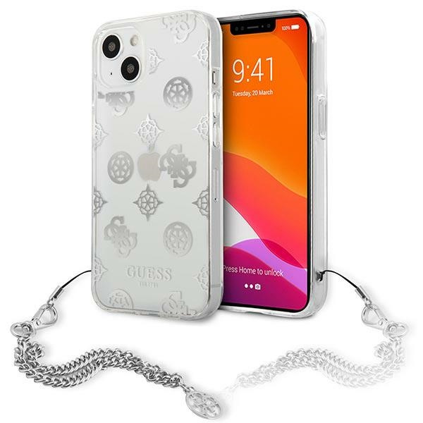 Etui GUESS Apple iPhone 13 Mini Peony Chain Collection Srebrny Hardcase