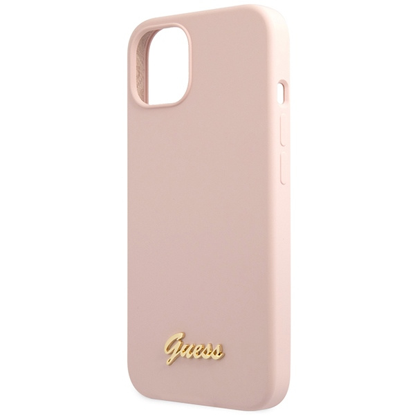 Etui Guess Guhcp13mlslmglp iPhone 13 6,1" Jasnoróżowy/light Pink Hardcase Silicone Script Gold Logo Case