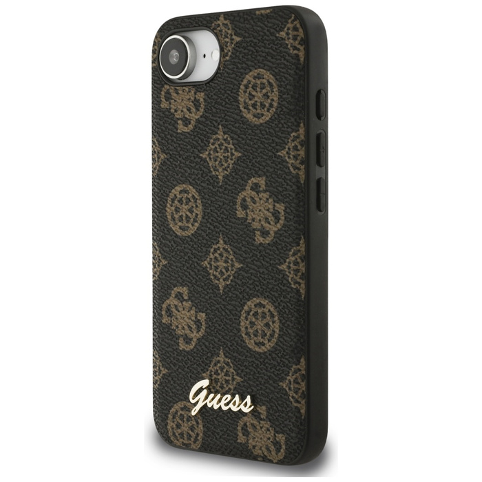 Etui Guess Peony Script Logo MagSafe do  iPhone 16e czarny