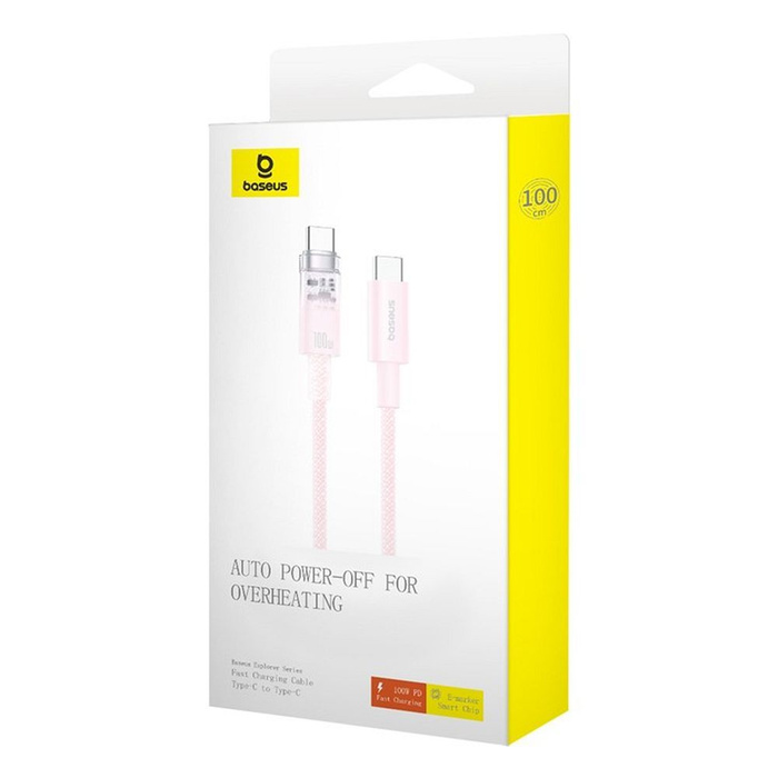 BASEUS kabel Typ C do Typ C Explorer Power Delivery 100W 1m różowy P10319703411-00 / CB000043
