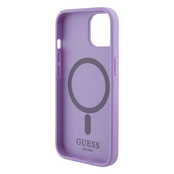 Etui Guess GUHMP15SPSAHMCU iPhone 15 6.1" fioletowy/purple hardcase Saffiano MagSafe Case
