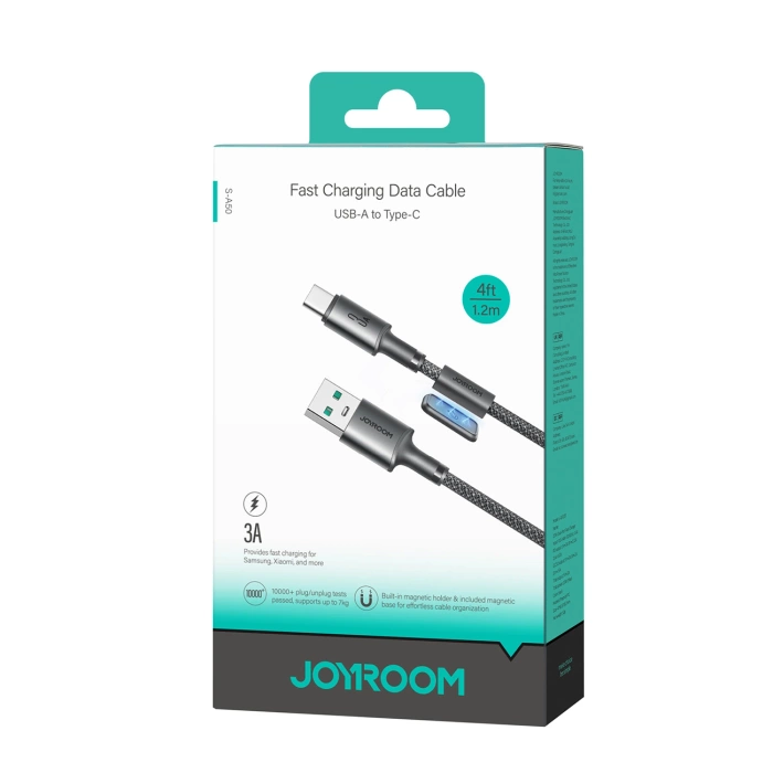 Kabel Joyroom S-A50 Unlimited Series 3A USB-A - USB-C z organizerem magnetycznym 1,2m - szary