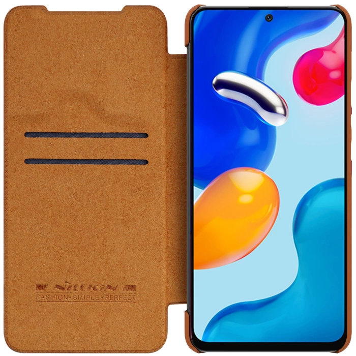 Nillkin Qin skórzana kabura etui Xiaomi Redmi Note 11S / Note 11 brązowy