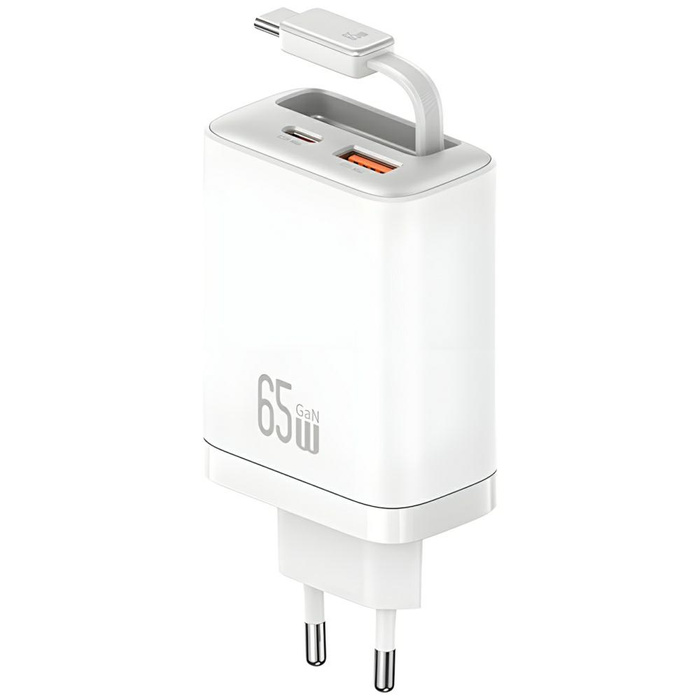 Ładowarka sieciowa USAMS Xiang Series    CC299 65W 1xUSB-C 1xUSB-A + kabel USB-C biały