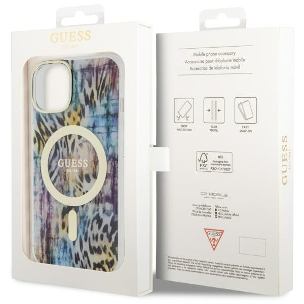 Etui Guess GUHMP14SHLEOPWB iPhone 14 6.1" niebieski/blue hardcase Leopard MagSafe Case