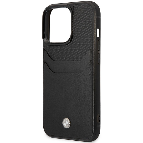 Etui BMW iPhone 14 Pro Max 6,7" czarny/black Leather Card Slot