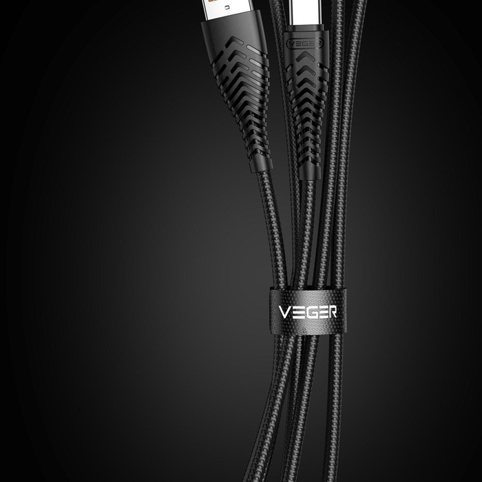 VEGER kabel USB A do Typ C 2,4A V104 1,2 m czarny