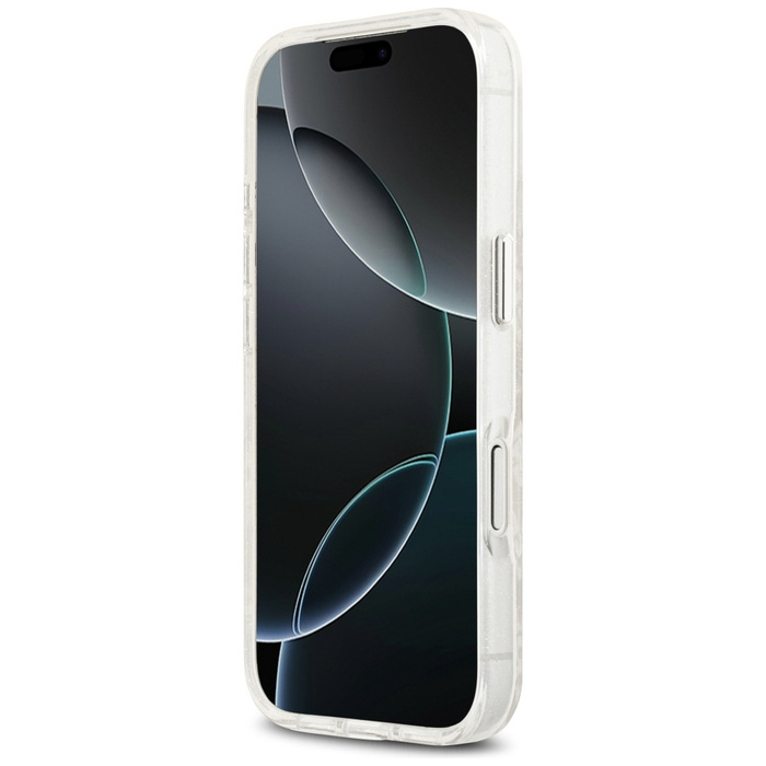 Etui Karl Lagerfeld IML Glitter Karl &   Choupette Heads Logo MagSafe do iPhone 17 Pro szary