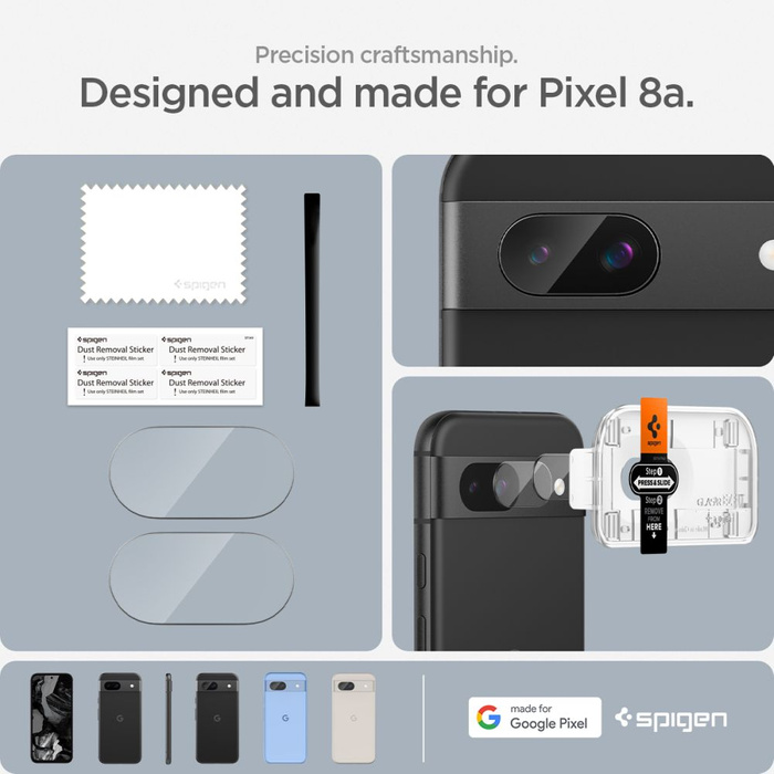 OSŁONA APARATU SPIGEN OPTIK.TR ”EZ FIT” CAMERA PROTECTOR 2-PACK GOOGLE PIXEL 8A CLEAR