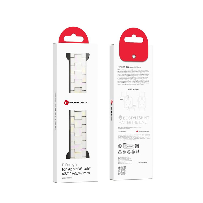 FORCELL F-DESIGN FA04 pasek żywiczny marmurkowy do APPLE Watch 42 / 44 / 45 / 49 mm biały