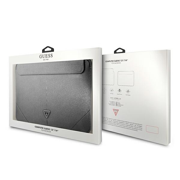 Etui GUESS Laptop 13 14 Sleeve Saffiano Triangle Logo Srebrny Case
