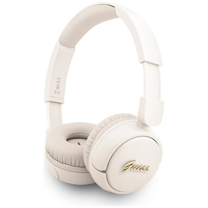 Słuchawki nauszne Guess Bluetooth 5.3    Metal Logo Script beżowy